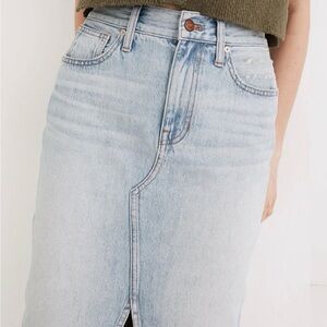Madewell Rilee Light Wash Denim Midi Skirt Sz 28 Clean Denim Minimalist Normcore